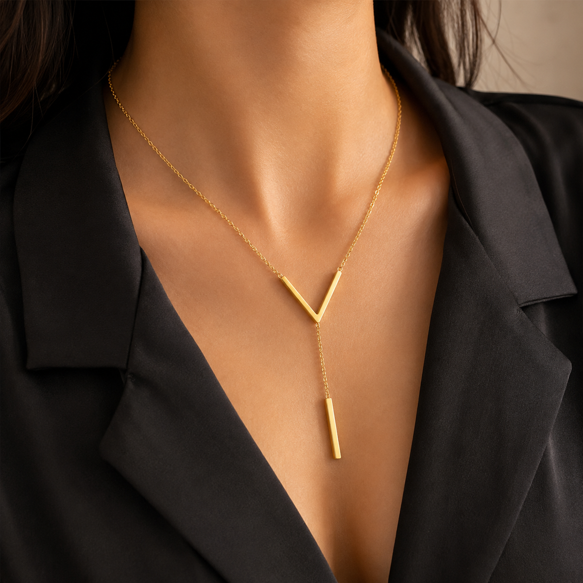 Vogue v lariat necklace