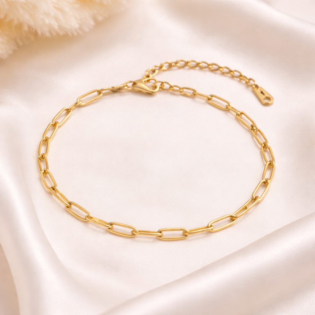 Minimal Gold Link Bracelet with Lobster Clasp | Elegant Chain Jewelry