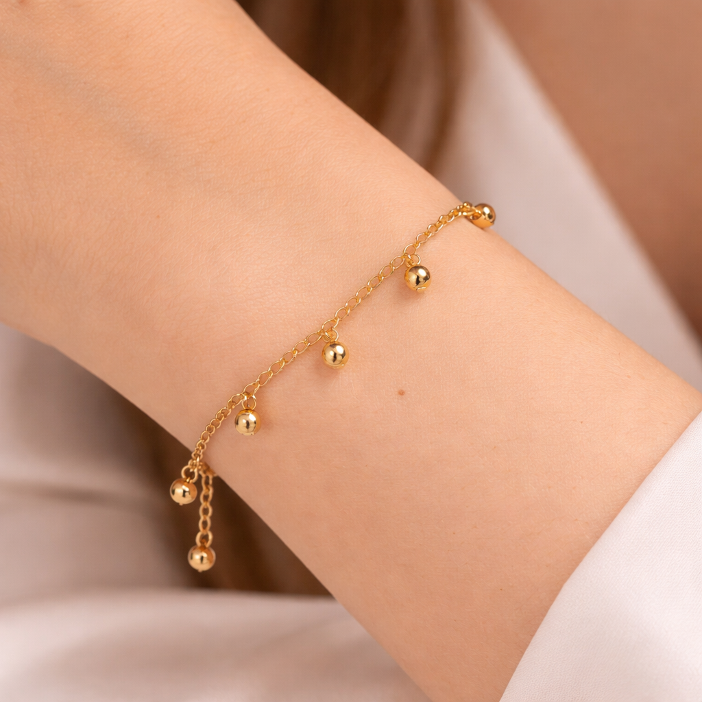Gold Charm Bracelet with Beads | Elegant Minimal Jewelry