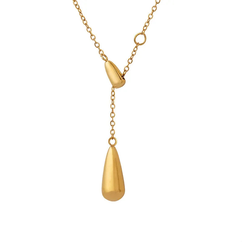 Gold Drop Pendant Necklace for Women | Minimal Y-Shape Necklace – Zarinoor