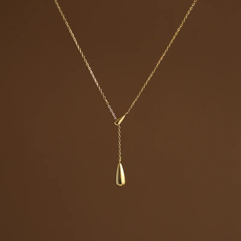 Gold Drop Pendant Necklace for Women | Minimal Y-Shape Necklace – Zarinoor