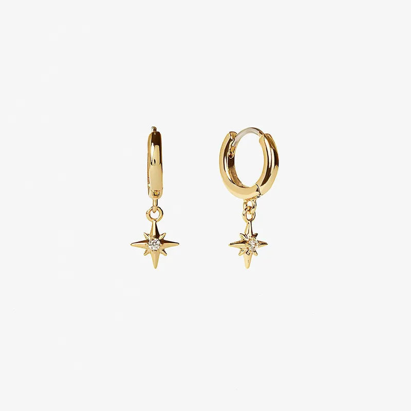 Zarinoor Celeste Star Charm Hoop Earrings