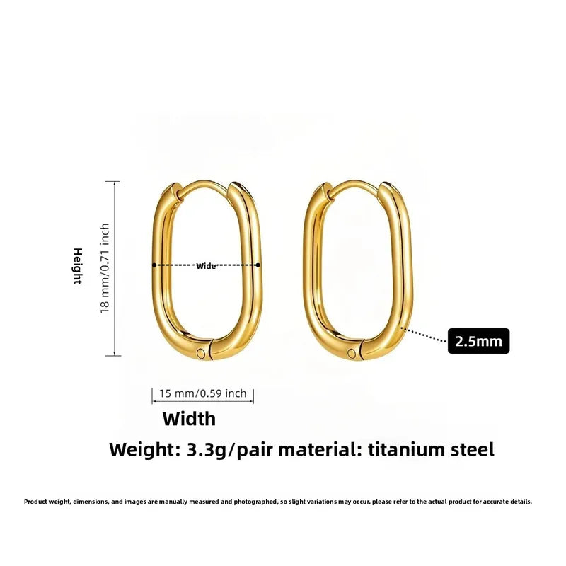 Oval Gold Hoop Earrings | Minimal Statement Jewelry  | Oval 15×18 mm|