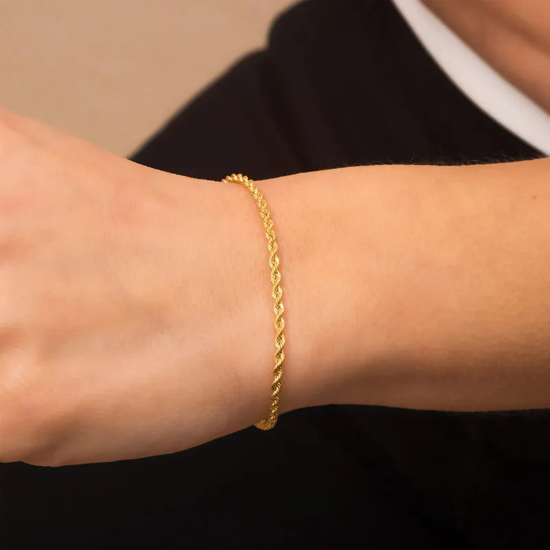 Gold Rope Chain Bracelet with Lobster Clasp | Elegant Twisted Chain Jewelry