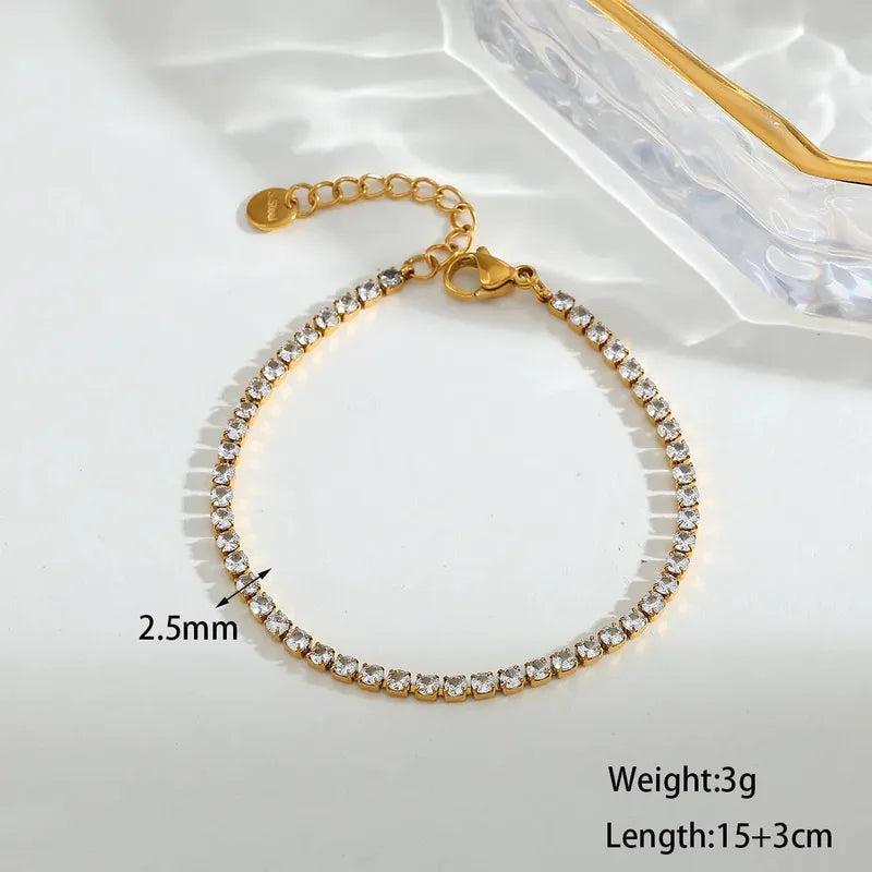 Gold Tennis Bracelet with Zircon Stones | Minimal Elegant Bracelet for Women