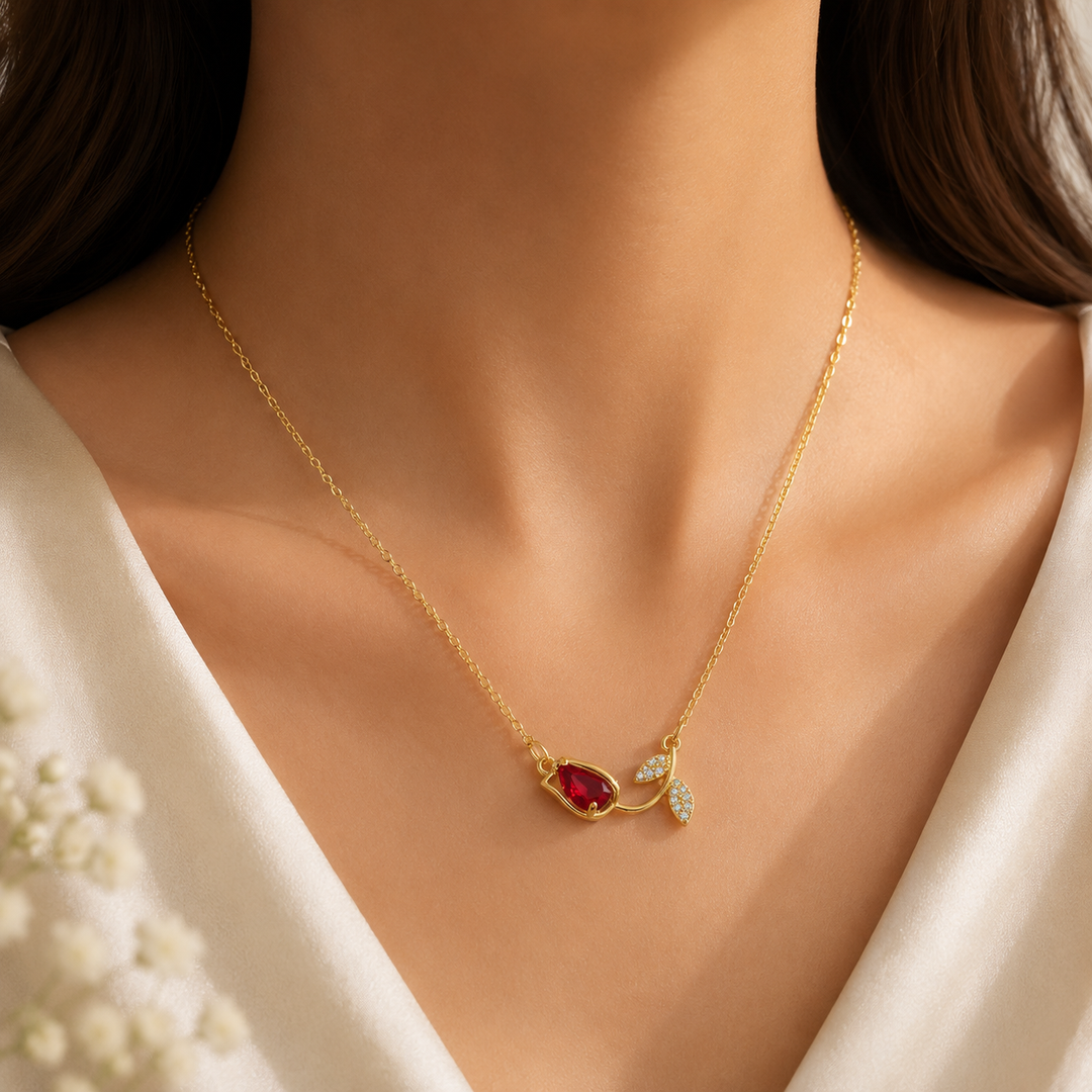 Royal Red Tulip Necklace | Zarinoor