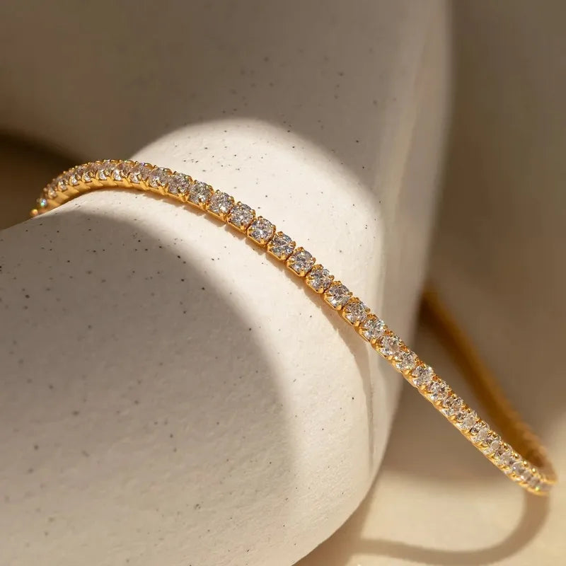 Gold Tennis Bracelet with Zircon Stones | Minimal Elegant Bracelet for Women