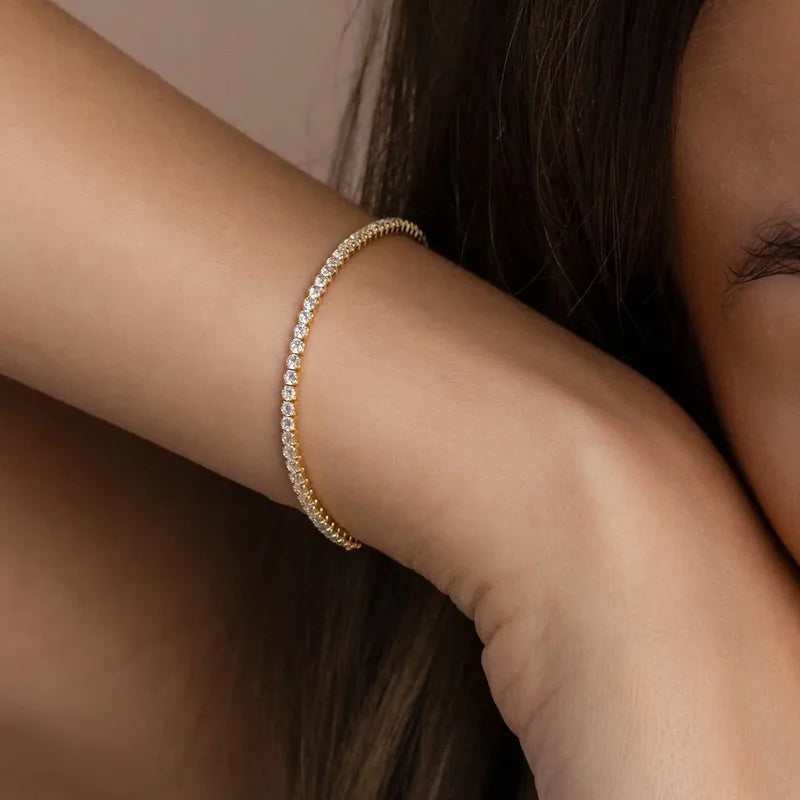 Gold Tennis Bracelet with Zircon Stones | Minimal Elegant Bracelet for Women