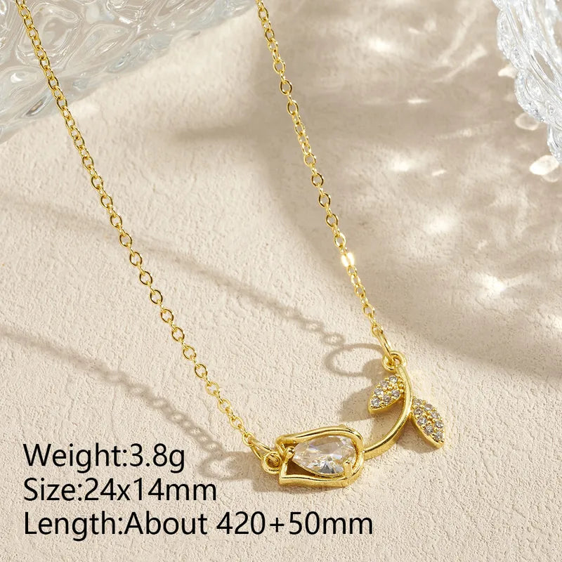 Tulip Crystal Necklace for Women | Waterproof Tarnish-Free Gold Necklace | Zarinoor