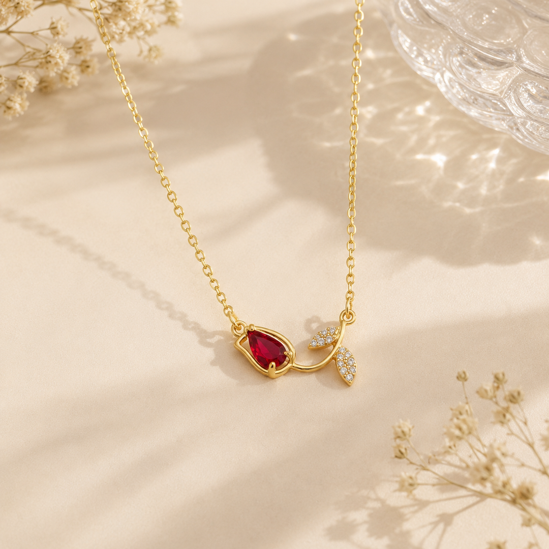 Royal Red Tulip Necklace