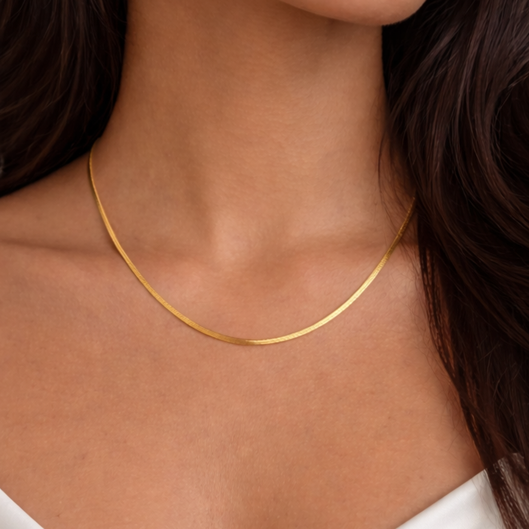 Stainless Steel Gold Snake Herringbone Necklace Chains